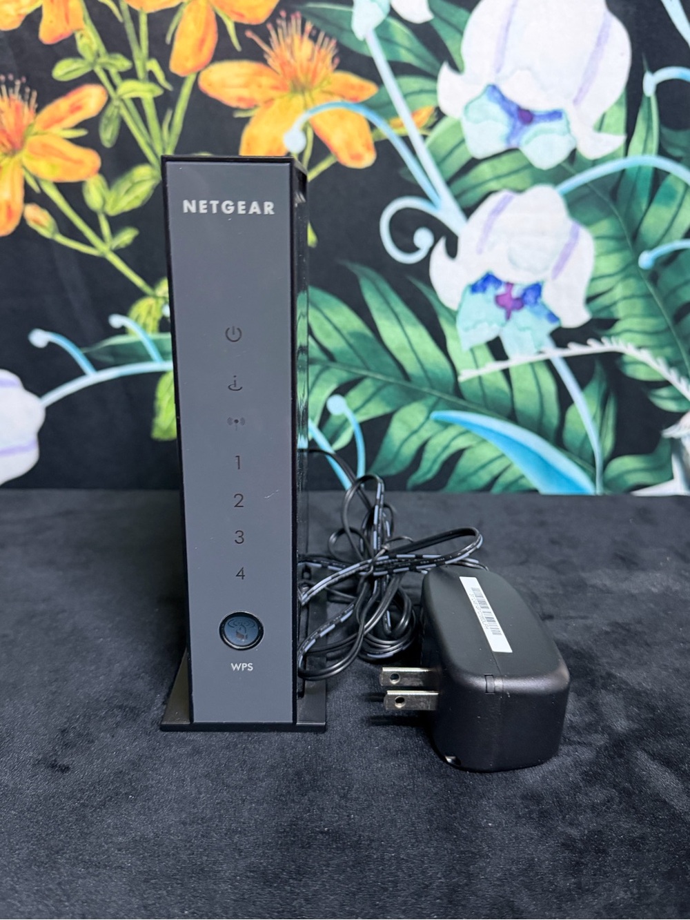NETGEAR Black Vertical Modem-Router Combo with WPS Button and Adapter